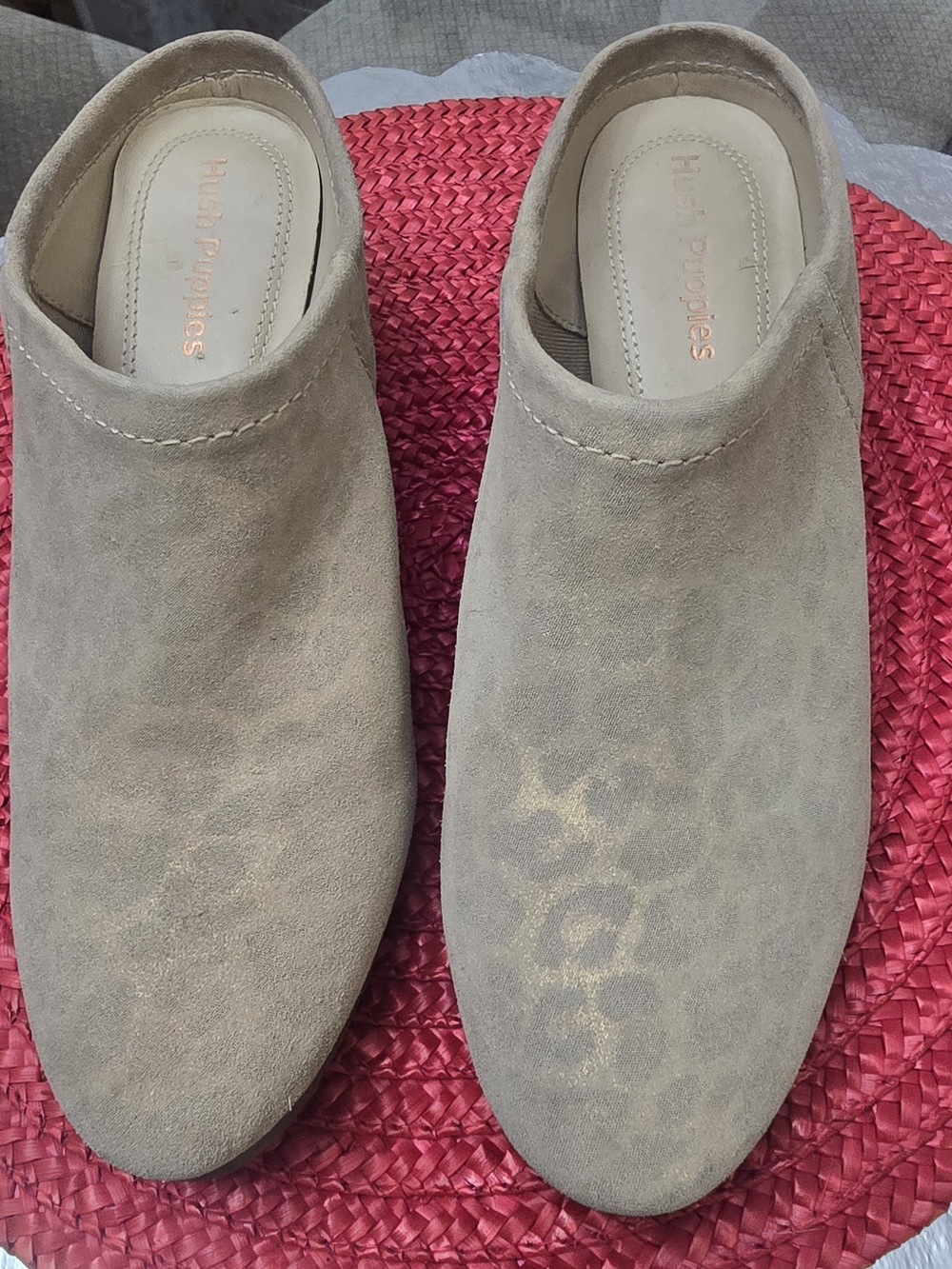 Hush Puppies Women's Taupe Suede Slip-On Mules